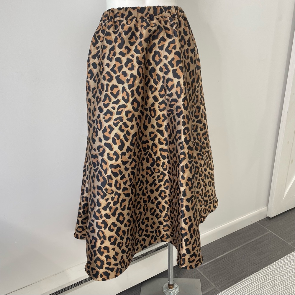 Leopard Print A-Line Midi Skirt in Brown - Picture 4 of 10